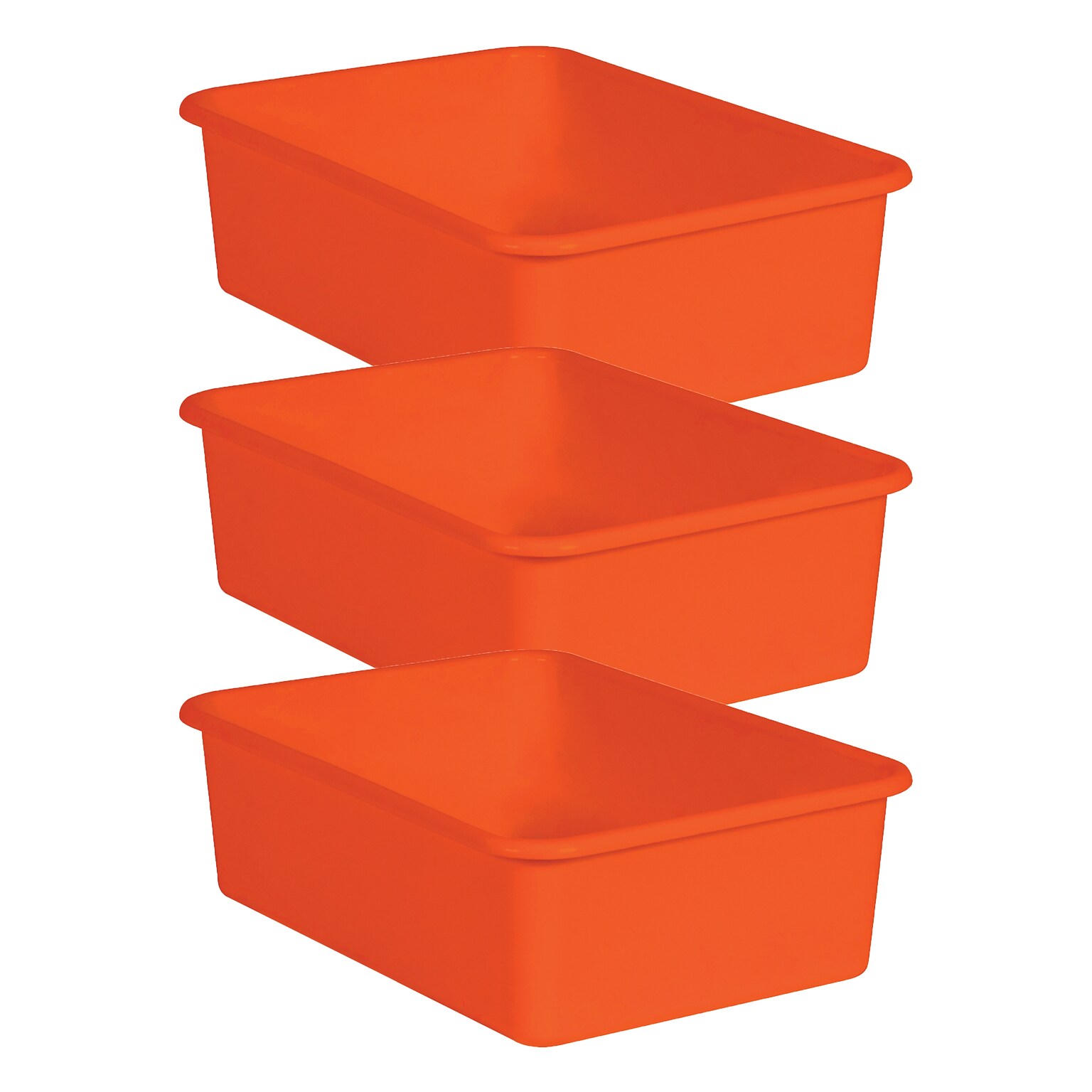 Teacher Created Resources® Plastic Storage Bin, Large, 16.25 x 11.5 x 5, Orange, Pack of 3 (TCR20412-3)