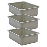 Teacher Created Resources® Plastic Storage Bin, Large, 16.25 x 11.5 x 5, Gray, Pack of 3 (TCR2041