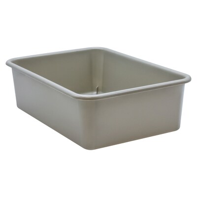 Teacher Created Resources® Plastic Storage Bin, Large, 16.25" x 11.5" x 5", Gray, Pack of 3 (TCR20413-3)