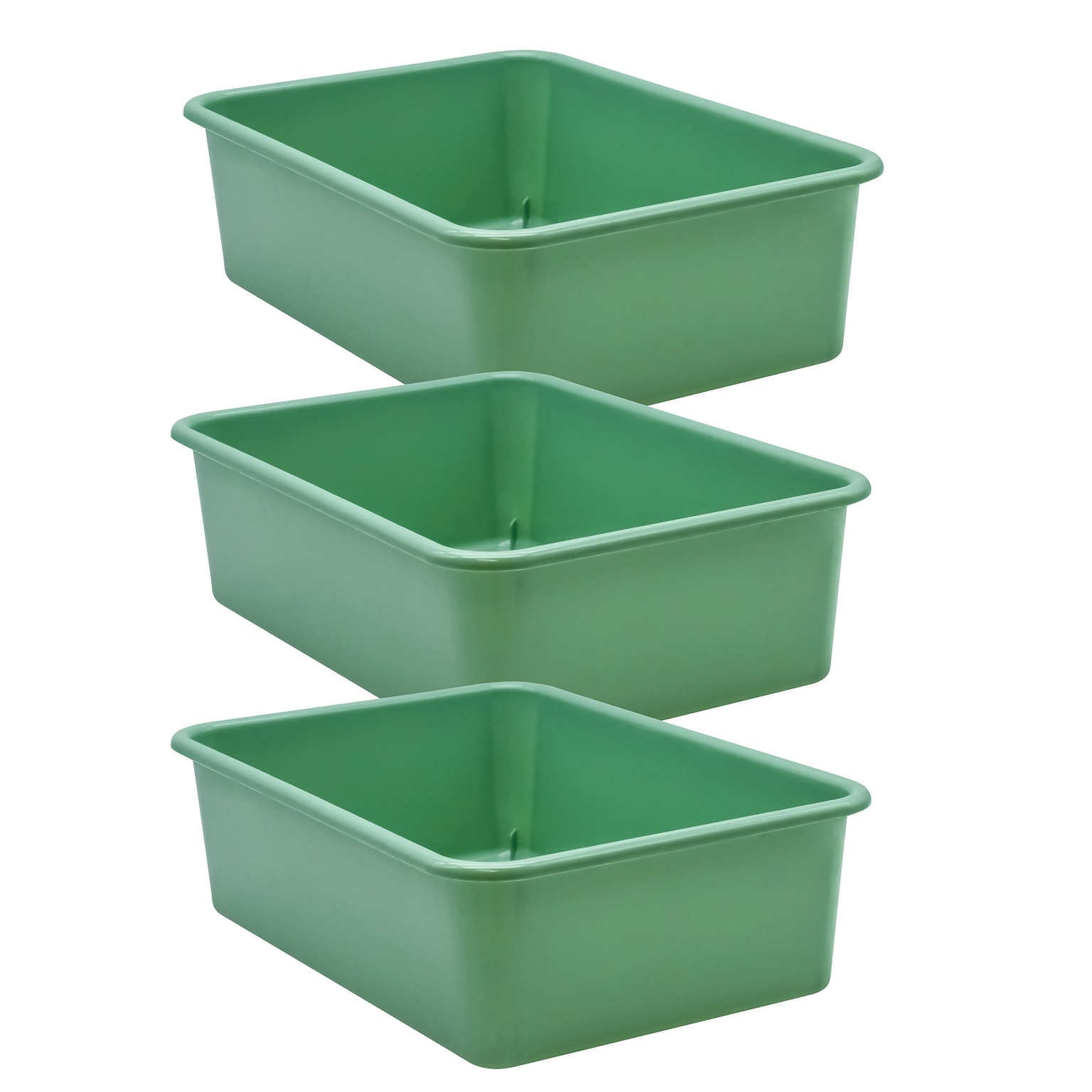 Teacher Created Resources® Plastic Storage Bin, Large, 16.25 x 11.5 x 5, Eucalyptus Green, Pack of 3 (TCR20414-3)