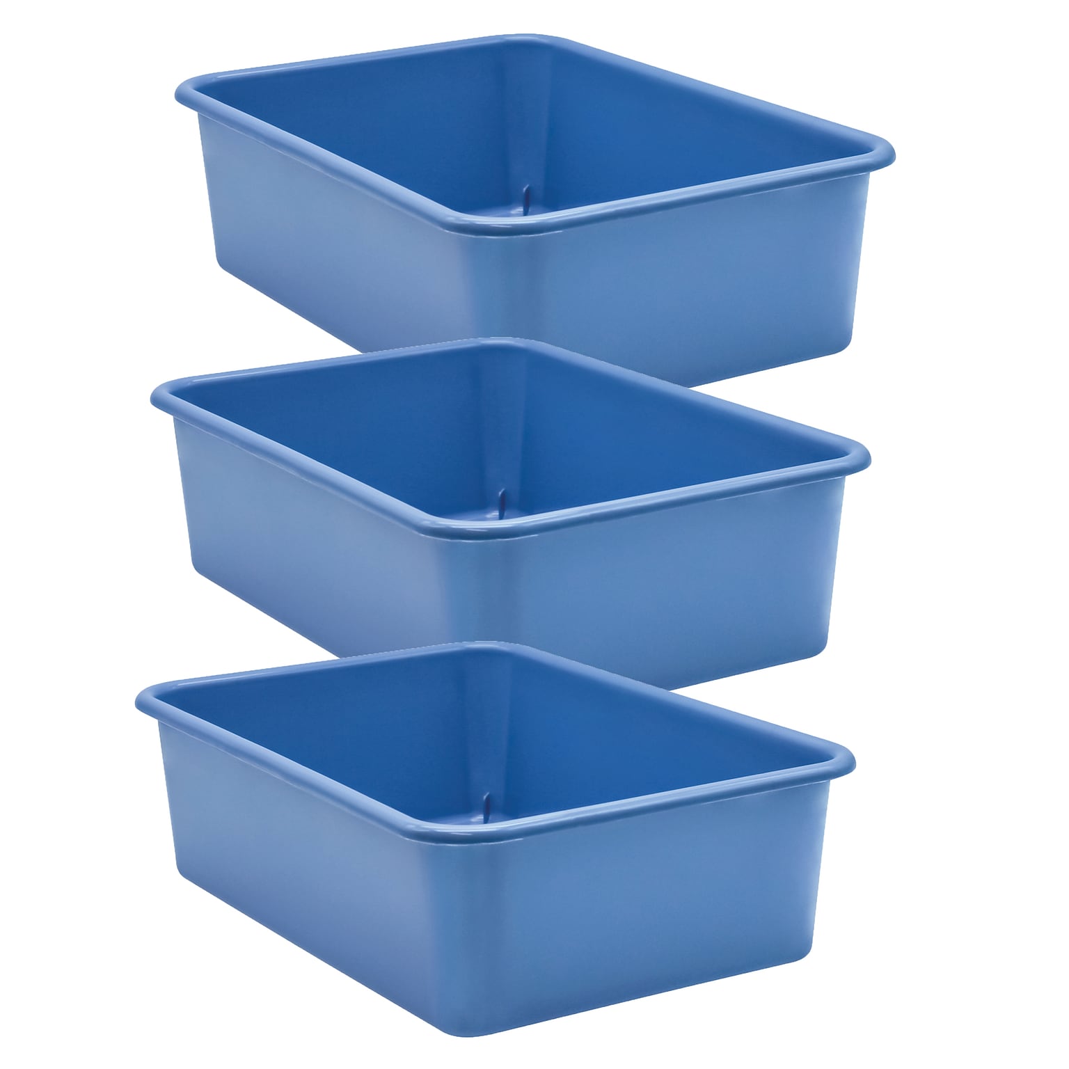 Teacher Created Resources® Plastic Storage Bin, Large, 16.25 x 11.5 x 5, Slate Blue, Pack of 3 (TCR20415-3)