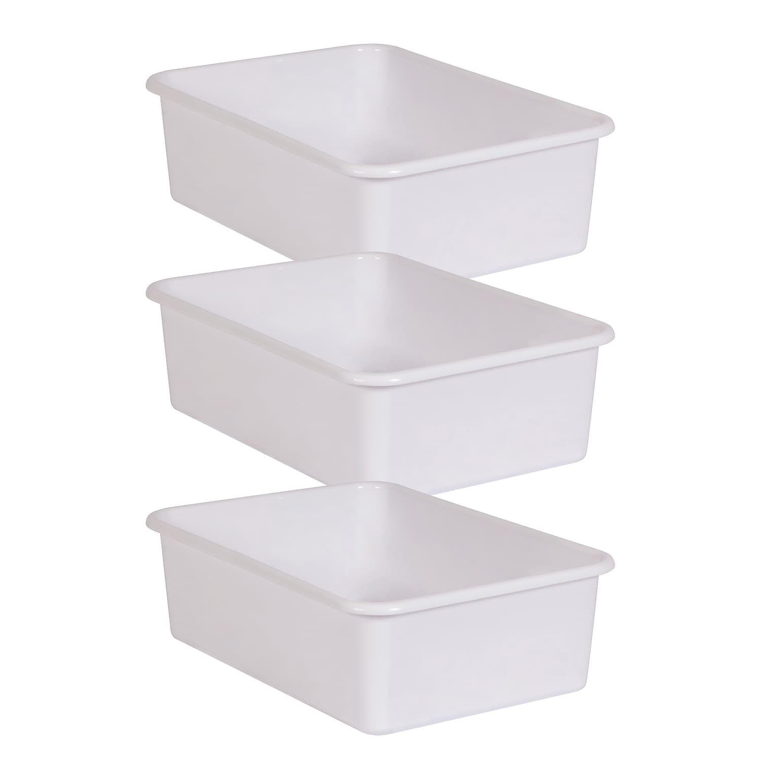 Teacher Created Resources® Plastic Storage Bin, Large, 16.25 x 11.5 x 5, White, Pack of 3 (TCR20417-3)