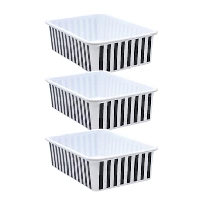 Teacher Created Resources® Plastic Storage Bin, Large, 16.25 x 11.5 x 5, Black & White Stripes, P