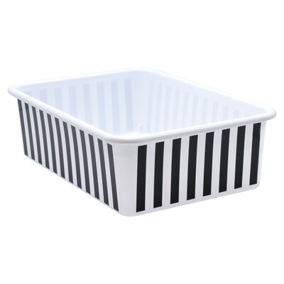 Teacher Created Resources® Plastic Storage Bin, Large, 16.25 x 11.5 x 5, Black & White Stripes, P