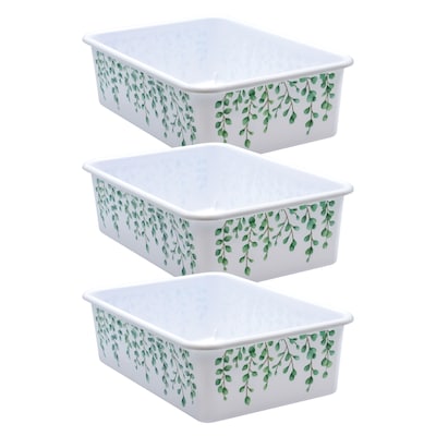 Teacher Created Resources® Plastic Storage Bin, Large, 16.25 x 11.5 x 5, Eucalyptus, Pack of 3 (T