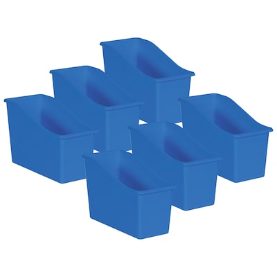 Teacher Created Resources® Plastic Book Bin, 5.5" x 11.38" x 7.5", Blue, Pack of 6 (TCR20422-6)