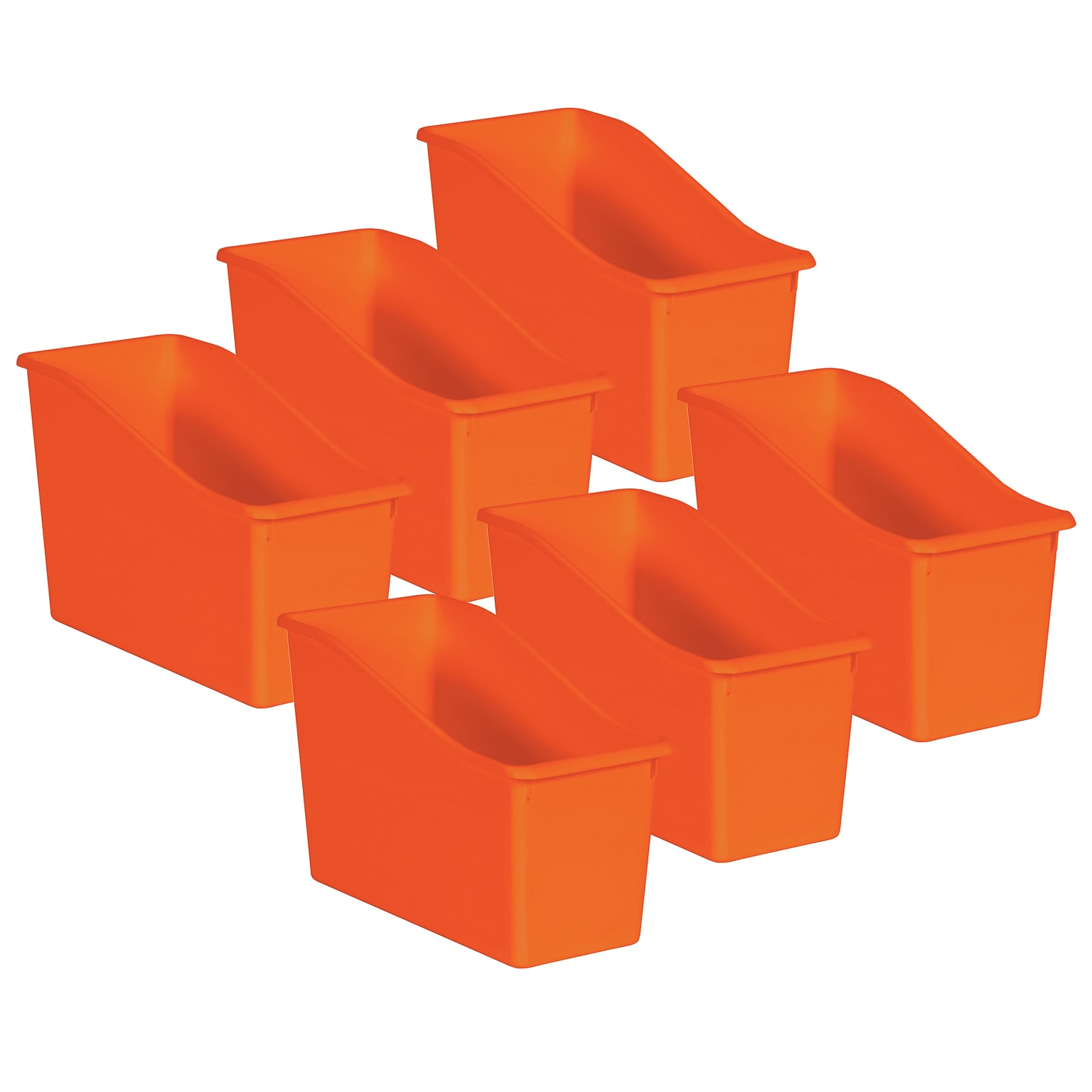 Teacher Created Resources® Plastic Book Bin, 5.5 x 11.38 x 7.5, Orange, Pack of 6 (TCR20424-6)