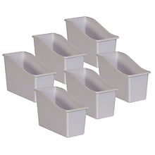 Teacher Created Resources® Plastic Book Bin, 5.5 x 11.38 x 7.5, White, Pack of 6 (TCR20425-6)