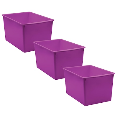 Teacher Created Resources® Plastic Multi-Purpose Bin, 14 x 9.25 x 7.5, Purple, Pack of 3 (TCR2042