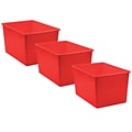 Teacher Created Resources® Plastic Multi-Purpose Bin, 14 x 9.25 x 7.5, Red, Pack of 3 (TCR20432-3