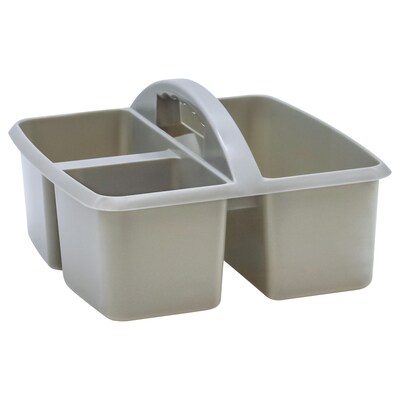 Teacher Created Resources® Plastic Storage Caddy, 9 x 9.25 x 5.25, Gray, Pack of 6 (TCR20441-6)