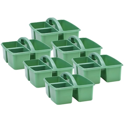 Teacher Created Resources® Plastic Storage Caddy, 9 x 9.25 x 5.25, Eucalyptus Green, Pack of 6 (T