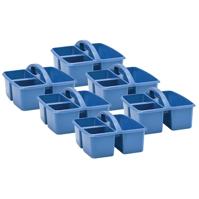 Teacher Created Resources® Plastic Storage Caddy, 9 x 9.25 x 5.25, Slate Blue, Pack of 6 (TCR2044