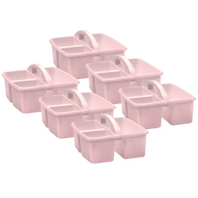 Teacher Created Resources® Plastic Storage Caddy, 9 x 9.25 x 5.25, Pink Blush, Pack of 6 (TCR2044
