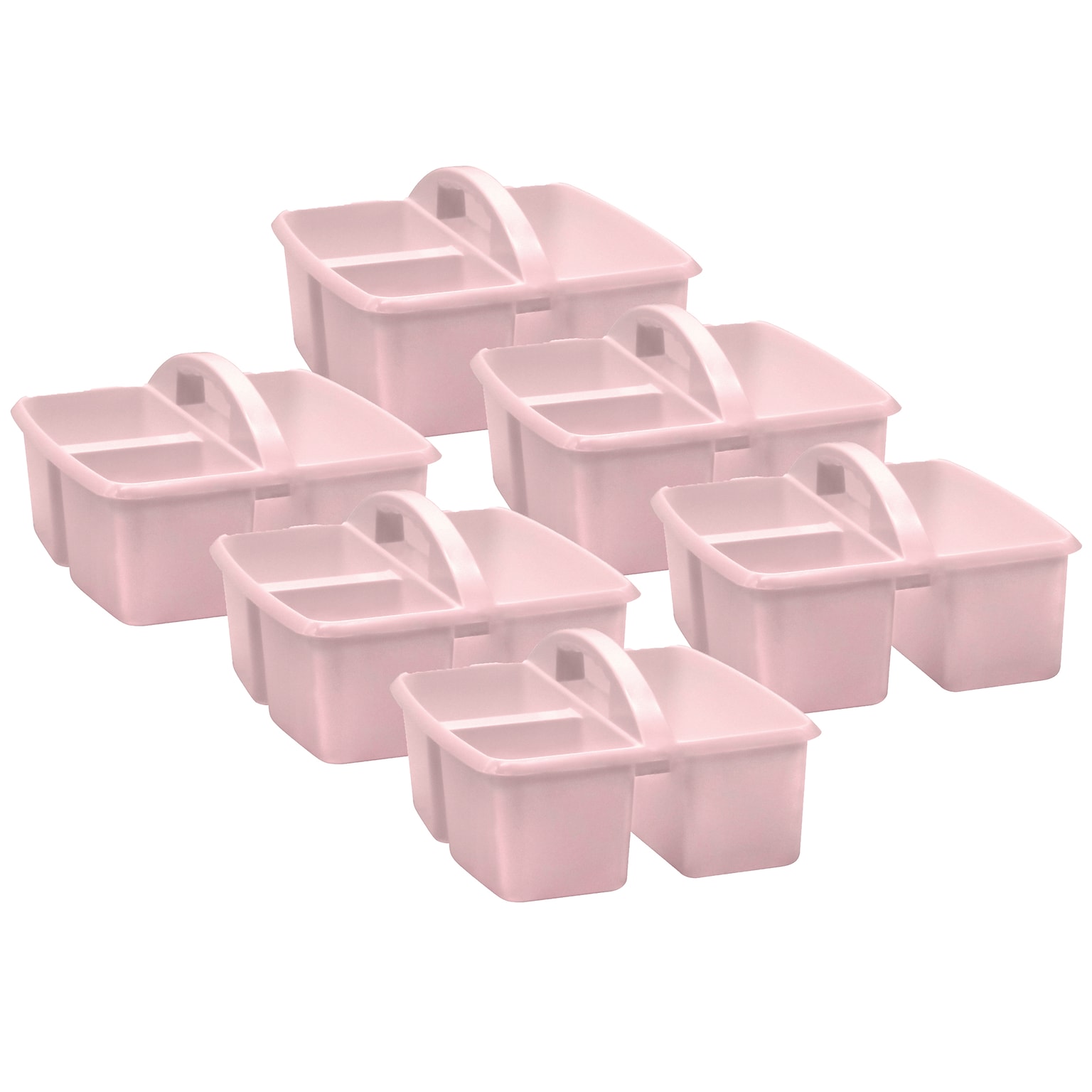 Teacher Created Resources® Plastic Storage Caddy, 9 x 9.25 x 5.25, Pink Blush, Pack of 6 (TCR20444-6)