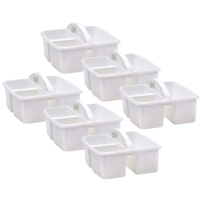 Teacher Created Resources® Plastic Storage Caddy, 9 x 9.25 x 5.25, White, Pack of 6 (TCR20445-6)