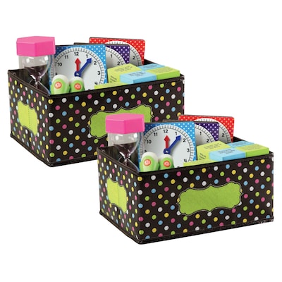 Teacher Created Resources Vinyl Storage Bin, Small, 8 x 11 x 5, Chalkboard Brights, Pack of 2 (TC