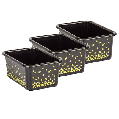 Teacher Created Resources Plastic Storage Bin, Small, 7.75 x 11.38 x 5, Black Confetti, Pack of 3