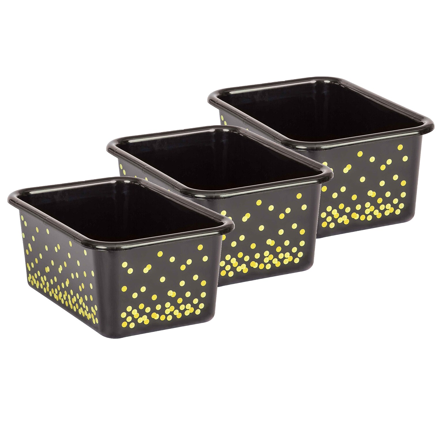 Teacher Created Resources Plastic Storage Bin, Small, 7.75 x 11.38 x 5, Black Confetti, Pack of 3 (TCR20889-3)