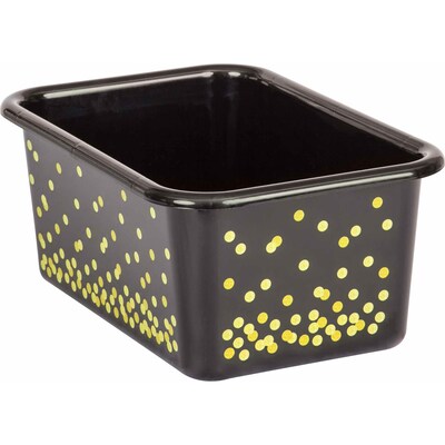 Teacher Created Resources Plastic Storage Bin, Small, 7.75" x 11.38" x 5, Black Confetti, Pack of 3 (TCR20889-3)