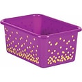 Teacher Created Resources Plastic Storage Bin, Small, 7.75 x 11.38 x 5, Purple Confetti, Pack of 3