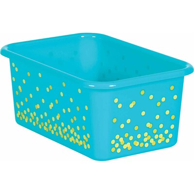 Teacher Created Resources Plastic Storage Bin, Small, 7.75 x 11.38 x 5, Teal Confetti, Pack of 3 (