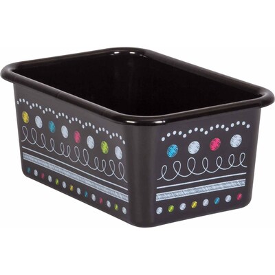 Teacher Created Resources Plastic Storage Bin, Small, 7.75 x 11.38 x 5, Chalkboard Brights, Pack o