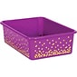 Teacher Created Resources Plastic Storage Bin, Large, 11.5 x 16.25 x 5, Purple Confetti, Pack of