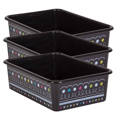 Teacher Created Resources® Plastic Storage Bin, Large, 11.5 x 16.25 x 5, Chalkboard Brights, Pack