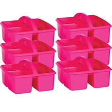 Teacher Created Resources® Plastic Storage Caddy, 9 x 9.25 x 5.25, Pink, Pack of 6 (TCR20908-6)