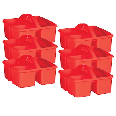 Teacher Created Resources® Plastic Storage Caddy, 9 x 9.25 x 5.25, Red, Pack of 6 (TCR20910-6)