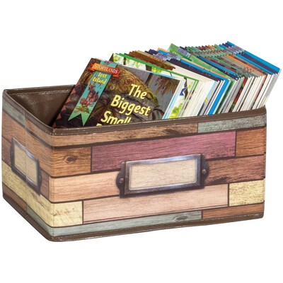 Teacher Created Resources Vinyl Storage Bin, 8 x 11 x 5, Reclaimed Wood Design, Pack of 2 (TCR209