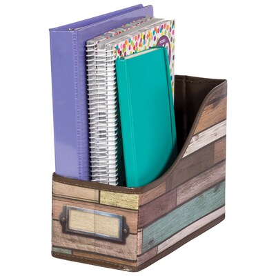 Teacher Created Resources Vinyl Book Bin, 5" x 8" x 11", Reclaimed Wood Design, Pack of 3 (TCR20969-3)
