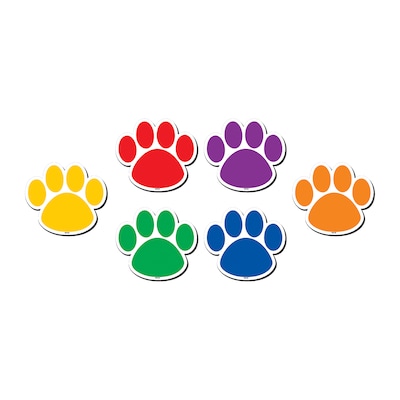 Teacher Created Resources Colorful Paw Prints Magnetic Accents, 18 Per Packs, 3 Packs (TCR77207-3)