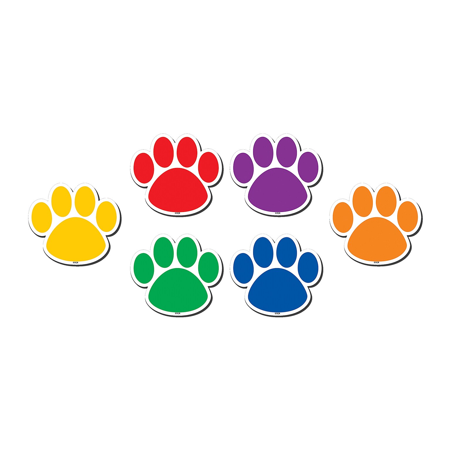 Teacher Created Resources Colorful Paw Prints Magnetic Accents, 18 Per Packs, 3 Packs (TCR77207-3)