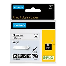 DYMO Rhino Industrial 1805430 Vinyl Label Maker Tape, 1 x 18, Black on White (1805430)