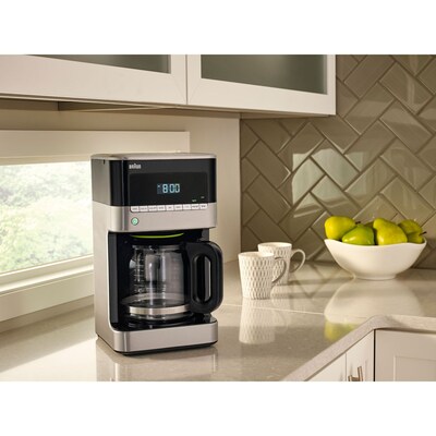 BRAUN BrewSense 12 Cups Automatic Drip Coffee Maker, Stainless/Black (KF7150BK)