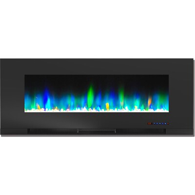 Cambridge 50 Wall-Mount Electric Fireplace in Black with Multi-Color Flames and Crystal Rock Display (CAM50WMEF-1BLK)