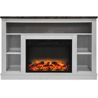 Cambridge 47 Electric Fireplace with Enhanced Log Insert and White Mantel (CAM5021-1WHTLG2)