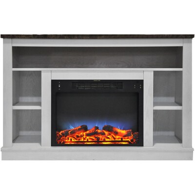 Cambridge 47 Electric Fireplace with a Multi-Color LED Insert and White Mantel (CAM5021-1WHTLED)