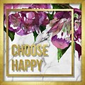 Linden Avenue Wall Art CHOOSE HAPPY MARBLE AND WATERCOLOR PEONIES 12 x 12 (AVE10388)