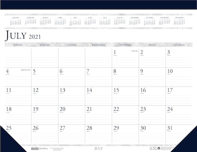 2021-2022 House of Doolittle 13 x 18.5 Academic Desk Pad Calendar, Classic, White/Blue (1556-22)