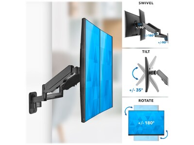 Mount-It! Adjustable Dual Monitor Wall Mount, Up to 32, Black (MI-1766B)