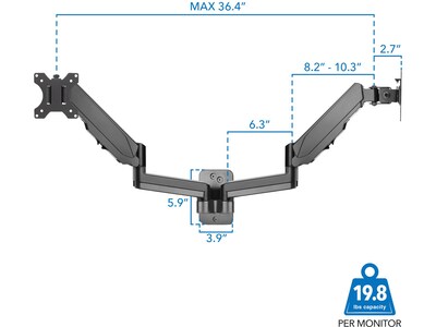 Mount-It! Adjustable Dual Monitor Wall Mount, Up to 32", Black (MI-1766B)