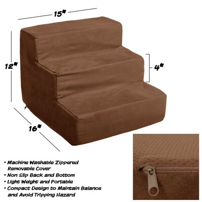 PETMAKER Foam Pet Steps 12"H x 15"W, Brown (M320212)