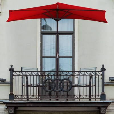 Pure Garden 9 Half Round Patio Umbrella Red (M150054)