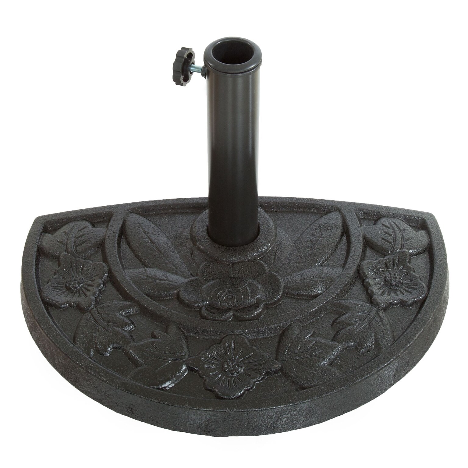 Pure Garden 20 lb. Half Round Concrete Umbrella Base Black (M150056)