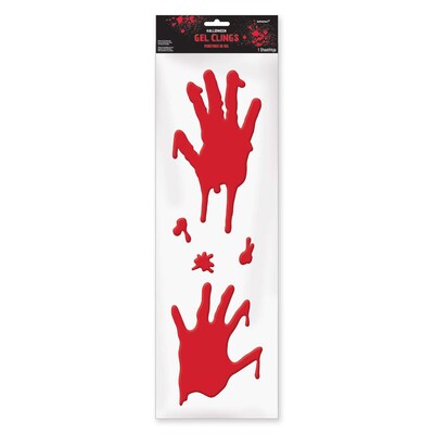 Amscan Halloween Bloody Hands Gel Cling Decals, 4/Pack (220191)