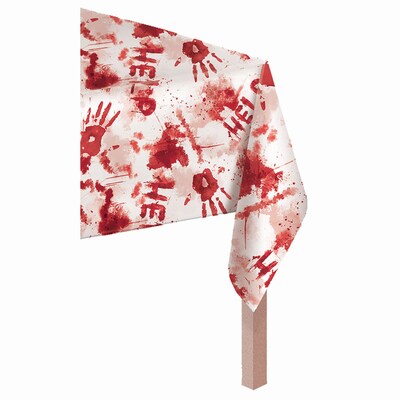 Amscan Halloween Bloody Hands Tablecover, 102 x 54, Plastic, 2/Pack (570013)