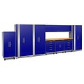 NewAge Performance Plus 2.0 Blue 11 Piece Storage Cabinet Set, Bamboo Worktop (53271)